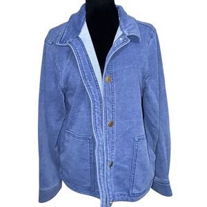 Market & Spruce Blue Soft Denim Sweater Top Knit Jacket WGK33025 Large